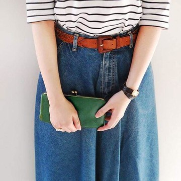 日本復古款 經典銖釦多層皮夾-綠色