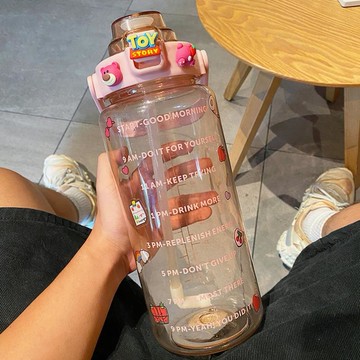 超大容量吸管杯男女夏季防摔直飲健身水壺便攜學生運動水杯2000ml