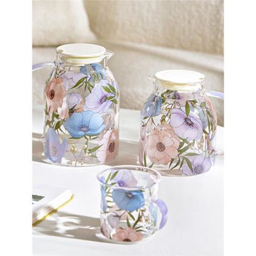 西比爾蓮花玻璃水壺玻璃杯家用耐高溫泡茶壺水具套裝大容量冷水壺