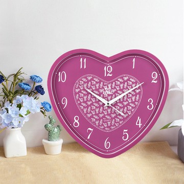 愛心love藝術掛鐘婚房臥室靜音時鐘客廳心形鐘表廣東Pearl石英鐘