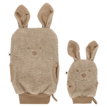 BIBS Bath Mits Kangaroo 袋鼠澡巾組 大 + 小  香草  1組