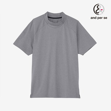 【and per se】&GOLF男款淺灰色高領設計結合速乾彈性舒適立領短棉  DGV29525