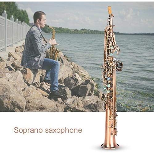 Antique Red Copper B Flat Saxophone Kit, Professional Soprano Straight Sax Musical Instrument with Carrying Bag並行輸入