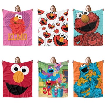 芝麻街毛毯芝麻街法蘭絨毛毯空調毯亞馬遜午睡蓋毯法蘭絨毯熱賣款