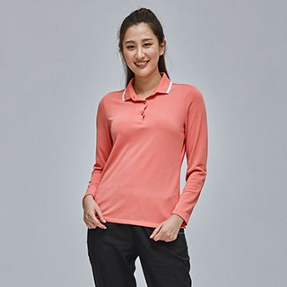 ADISI 女抑菌單向導濕WaterFree長袖POLO衫【蜜桃紅】M-2XL