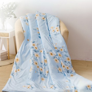 床寢時光 台灣製 天絲鋪棉四季涼被  5 x 6.5  麗莎小語 藍色