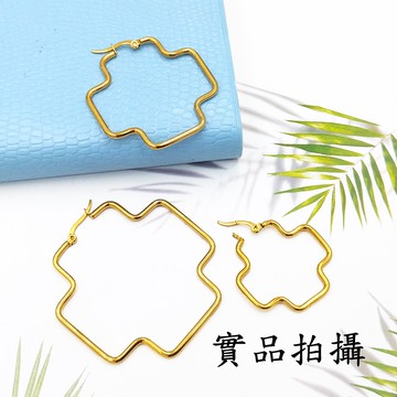 B4178十字線條超大垂墜耳環316L鈦鋼 圈圈大耳釘 韓國明星款 個性耳墜 歐美夜店風派對Party 抗過敏配件