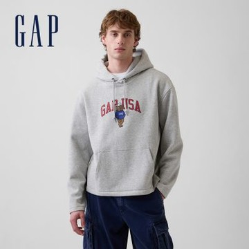 【GAP】VintageSoft 寬鬆版美式 Logo 帽T-淺麻灰(899461)