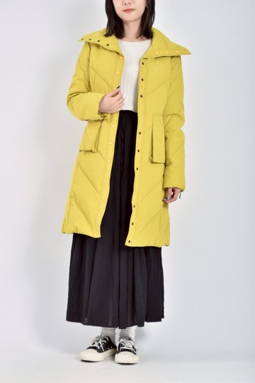 (L) key wear質感羽絨翻領長版黃色外套