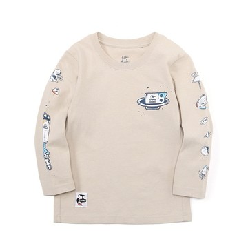 CHUMS 中大童 Kids Space Adventure Brushed L/S T長袖T恤 米灰色-CH211343G057