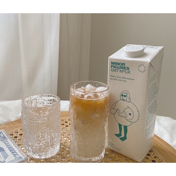 ins韓風復古錘目紋紋玻璃杯 高級不規則水杯牛奶早餐洋酒杯咖啡杯 冷飲果汁 拿鐵杯