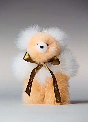 秘魯工匠手工天然羊駝毛泰迪熊娃娃-烤布蕾-38cm