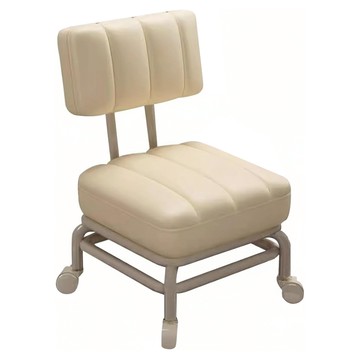 Skylife 方形靠背鐵架矮凳 科技布 海綿  白色  1個