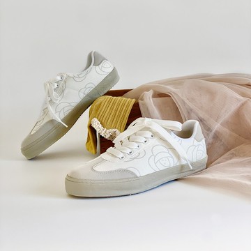 早安玫瑰 德訓鞋 (寬楦) 帆布鞋 綁帶休閒鞋 - 白(小Q底) 台灣製