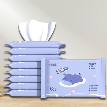 加厚型 【 iBuy+】 可溶水濕廁紙-10抽*10入組  ( 隨身包 可沖馬桶 濕式衛生紙 濕式面紙 加大加厚不易破 )