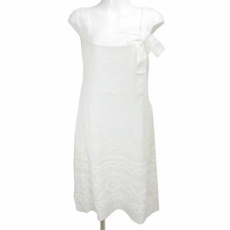 フォクシーFOXEYワンピース麻リネン白ホワイト40 by メルカリ｜その他 