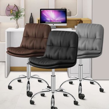 G+居家 免組裝人體工學雙層加厚柔軟坐墊電腦椅-全黑帶亮圈PU輪(氣壓升降椅/旋轉椅/吧檯椅/高腳椅/工作椅/美容椅/收銀椅)