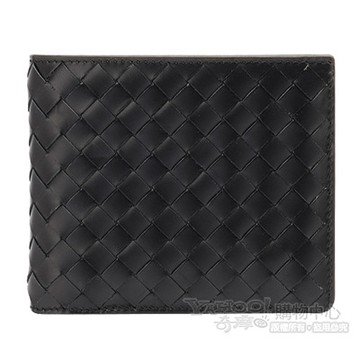 BOTTEGA VENETA 寶緹嘉  經典編織小羊皮中性短夾(黑色)