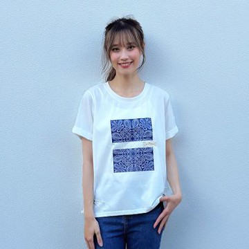 Hana-Mokuba花木馬日系女裝圓領圖騰印花兩側收口上衣_米白