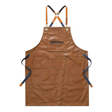 開衩皮革拉鍊防水防油圍裙