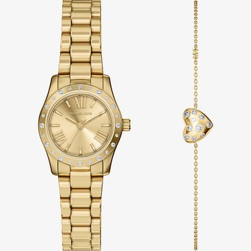 Michael Kors MK Petite Lexington 時尚晶鑽大三針女錶 手錶手鍊套組-26mm MK4992SET