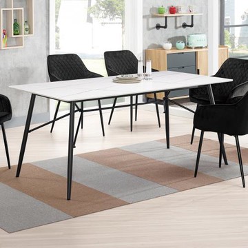 Boden-柏倫6尺工業風白色岩板餐桌/工作桌/長桌/會議桌