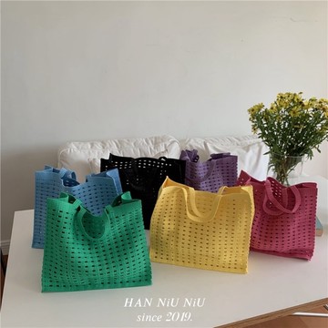 ʜᴀɴɴɪᴜ☺︎︎正韓現貨🇰🇷華夫格🧇手工編織 超大容量 大托特包 //06040300