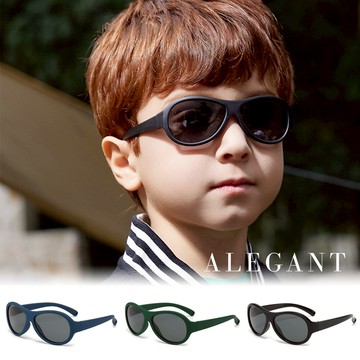 ALEGANT趣遊時尚兒童運動流線設計矽膠彈性太陽眼鏡│UV400偏光墨鏡