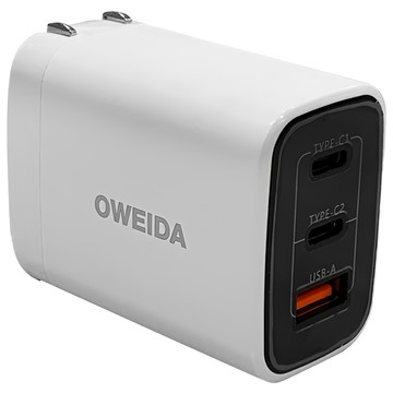 OWEIDA 歐威達 67W PD3.0 + QC3.0 氮化鎵急速充電器 UT-67W  同時支援PPS/PD3.0快充協議  三孔皆快充  白色  1個
