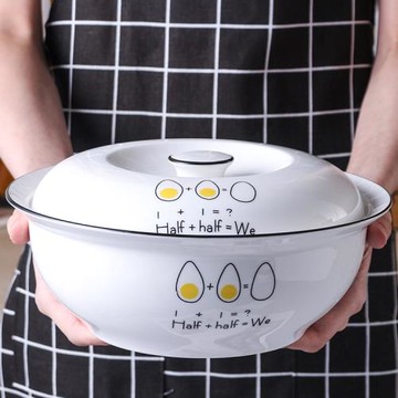 泰留戀 品鍋湯盆創意帶蓋陶瓷大湯碗 1.5L中式家用燉菜碗餐具210