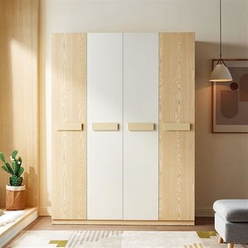 【hoi! 好好生活】林氏木業現代簡約小戶型四門多格衣櫃 CP1D-原木色
