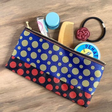 【波爾卡】畳緣 寬版 化妝包 筆袋 口罩套 繽紛 圓點