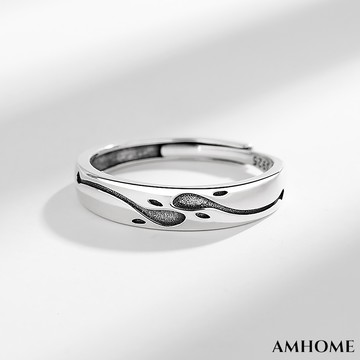 【Amhome】S925銀 戒指男復古嘻哈冷淡風開口男士指環百搭# 115145(現貨+預購)