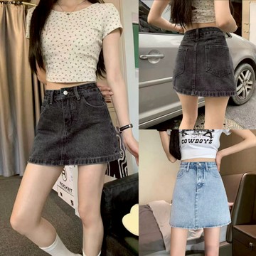 初系🚚現+貨 牛仔短裙 高腰牛仔裙 新款A字裙 半身裙 韓版高腰短裙 裙子 包臀裙 小彈力裙子