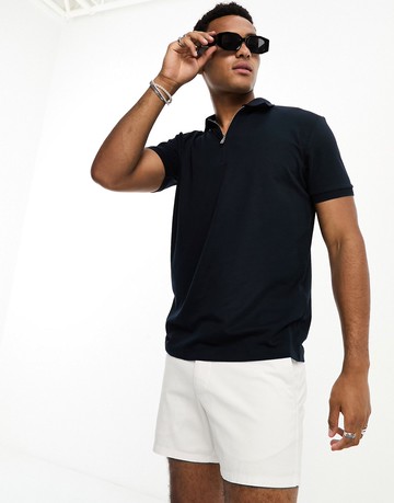 Selected Homme half zip polo in navy