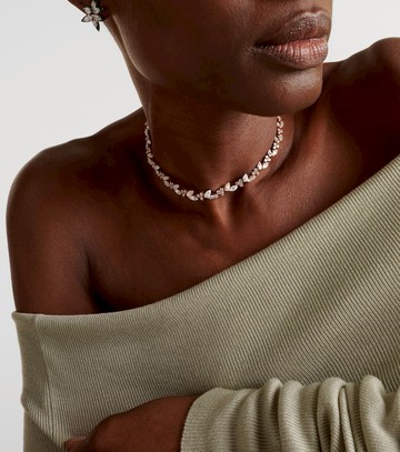 Kamyen Leaf 18kt rose gold and enamel choker with diamonds