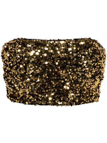 STYLAND - sequinned cropped top - women - Nylon/Polyester/Rayon/Spandex/Elastane - S - Gold