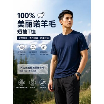 SHEEP RUN男17.5微米美麗諾羊毛戶外運動T恤透氣速干日常經典