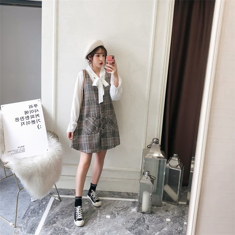 とてもファッション レトロ チェック柄 ファッション カジュアル 気質 カレッジ風 ベスト 百掛け Sweet系 レディース 中 長セクション ワンピース シャツ ツーピース 大きいサイズ 通販 Lineポイント最大1 0 Get Lineショッピング