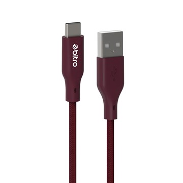 bitro USB-A-USB-C 柔韌編織傳輸快充線  2m  黛煙紅  1條