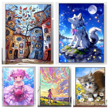 💛台灣現貨💛盒裝💛 新款5D鑽石畫 DIY鑽石貼畫 大幅 磚石貼畫 立體貼鑽畫 黏鑽畫 滿鑽 水鑽貼畫 手作 手工點鑽畫