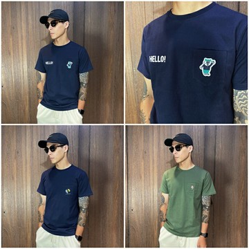 美國百分百【全新真品】BEAMS 短袖 棉質 T恤 日本潮牌 休閒 上衣 LOGO 短T 深藍 CN76