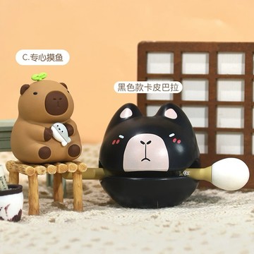 降溫好運7【Full house 幸福時光屋】(預購) 專心摸魚+黑色木鱼/卡皮巴拉 小木魚 ！耶誕禮物/聖誕禮物/交換禮物/情人節禮物