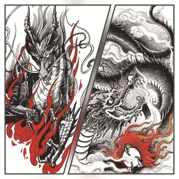 【哈狼族】紋身貼紙/TTa/東方龍系列 190*120mm 龍神 麒麟刺青貼紙 圖騰符號 半臂紋身貼防水 防汗 時尚美觀