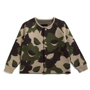 寶寶 幼生禮物 童裝 全棉水仙花圖案長袖針織外套 - 迷彩水仙花
