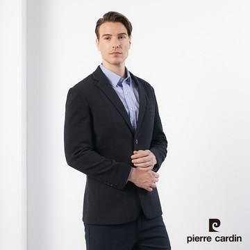 【pierre cardin 皮爾卡登】 男款 進口素材羊毛混紡針織休閒西裝外套-深丈青 (5195502-39)