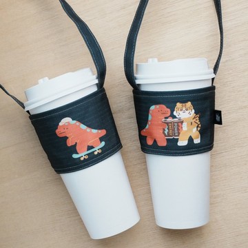 防潑水 雙面圖案 飲料杯套 - 生龍活虎