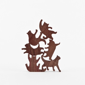 貓咪疊疊樂 / 柚木 / 粉綠貼紙