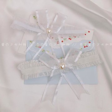 青空醬 手作白色透明蕾絲花邊蝴蝶結大腿環 拍照吊襪帶性感小物