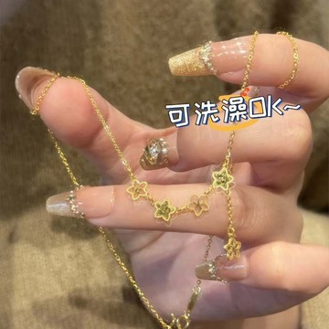 鈦鋼項鍊 鎖骨鏈 女生項鍊 鈦鋼不掉色碎冰星星項鏈女輕奢簡約小衆ins氣質高級感百搭鎖骨鏈